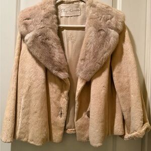 Oleg Cassini Vintage Cream Fur Women's Coat